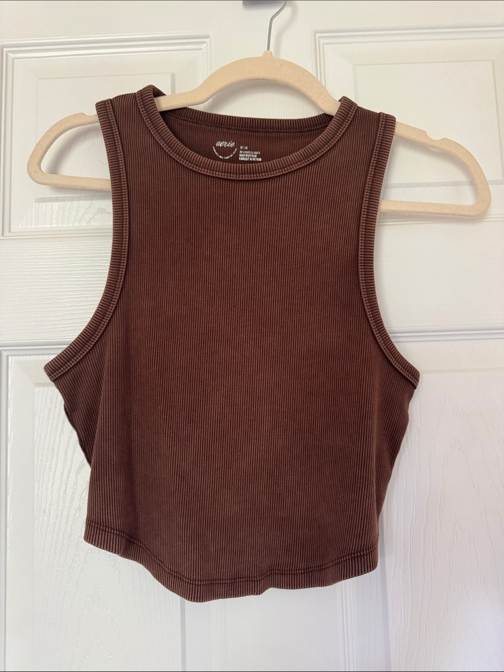 aerie Ribbed Brown Cropped Tank Top